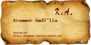 Kremmer Amália névjegykártya