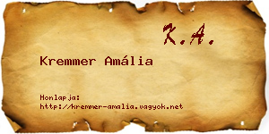 Kremmer Amália névjegykártya